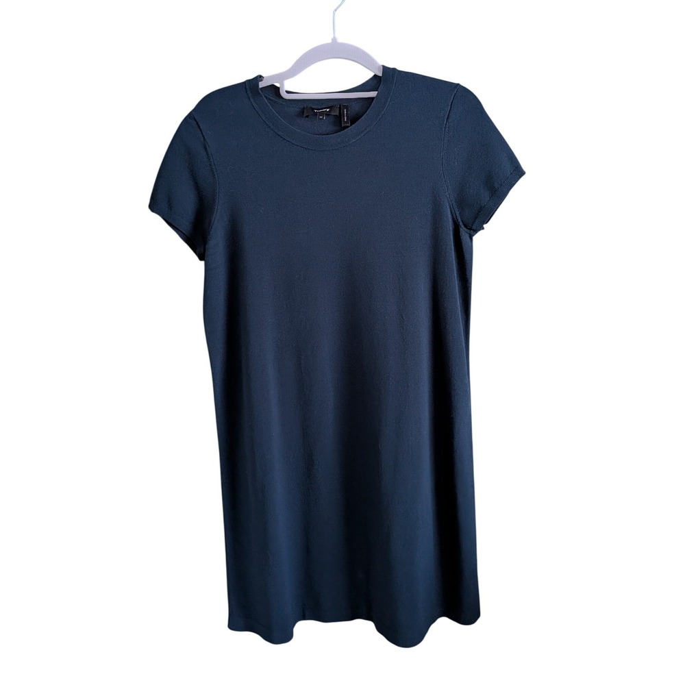 Theory Empire Prosecco Knit Dress Short Sleeve Dark Blue Medium